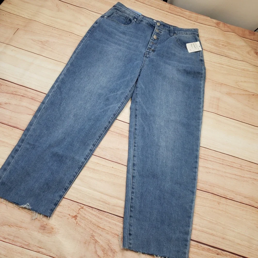 Abound Jeans Women 30 Blue Medium Wash‎ High Rise Button Fly Mom Jeans Denim